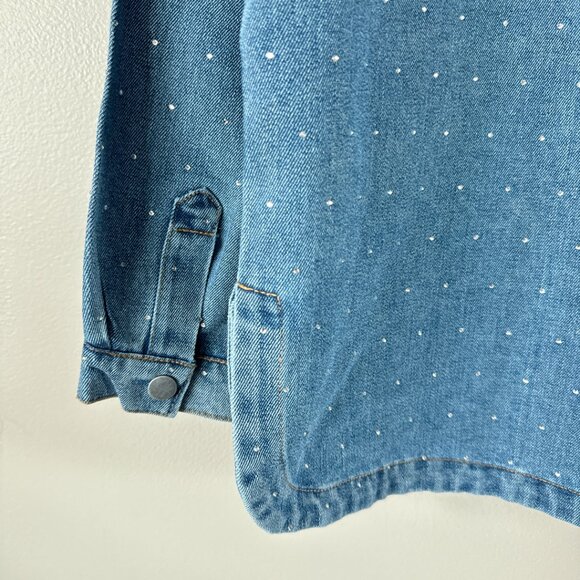 Stoosh Vintage Denim Studded Rhinestone Shacket NWT! Western jean jacket large - Picture 9 of 16